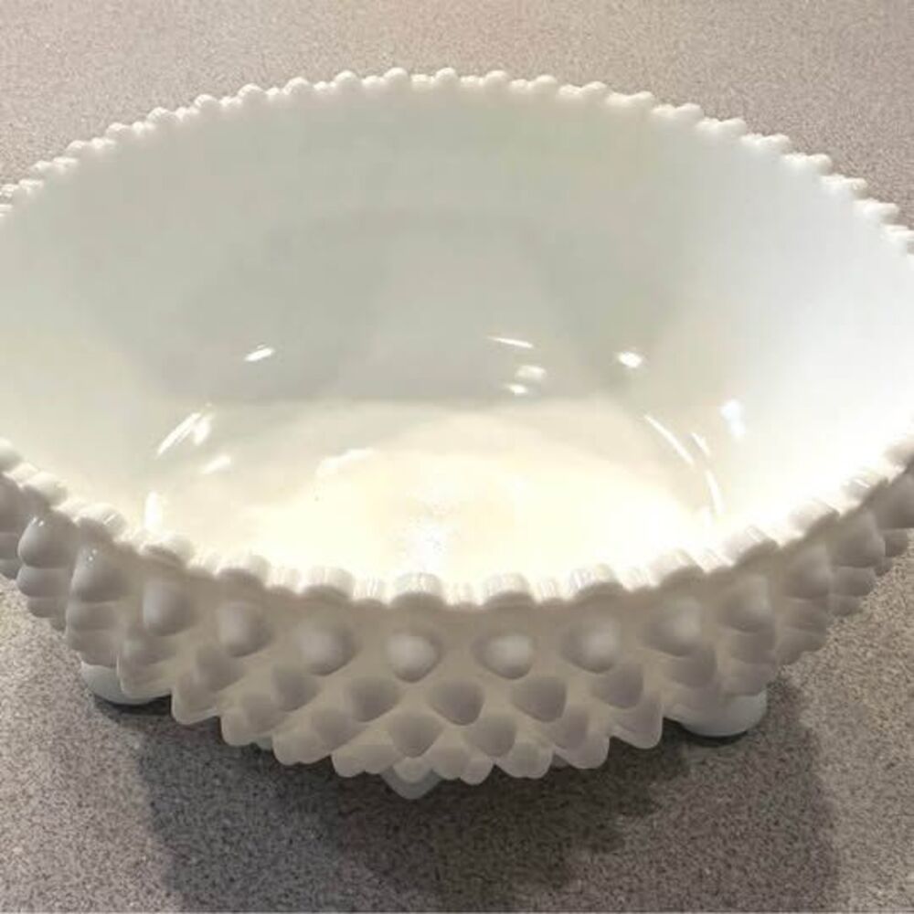 Vintage Fenton Hobnail Milk Glass Bowl